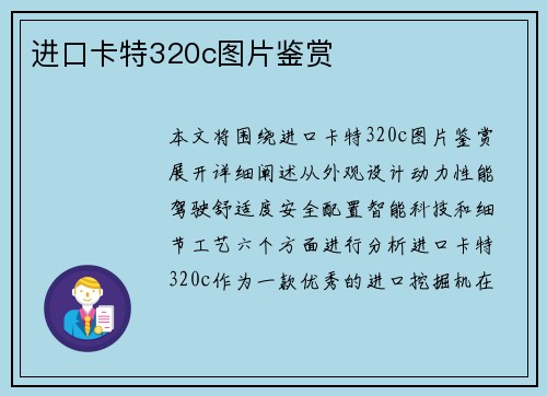 进口卡特320c图片鉴赏