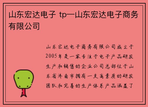 山东宏达电子 tp—山东宏达电子商务有限公司